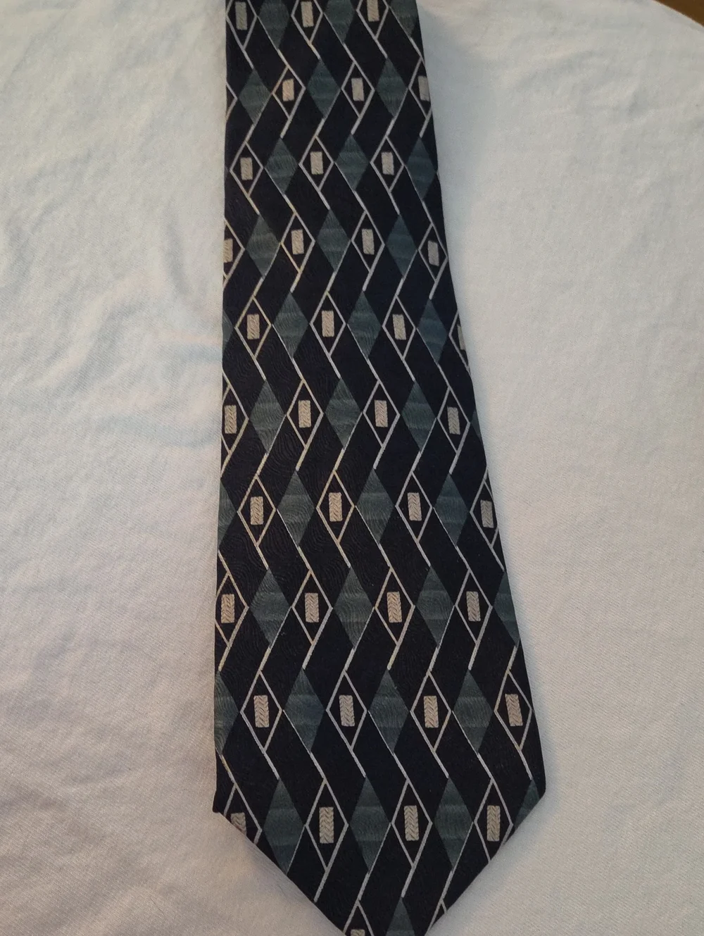 Stafford Black Tie with Gray Diamond Pattern
